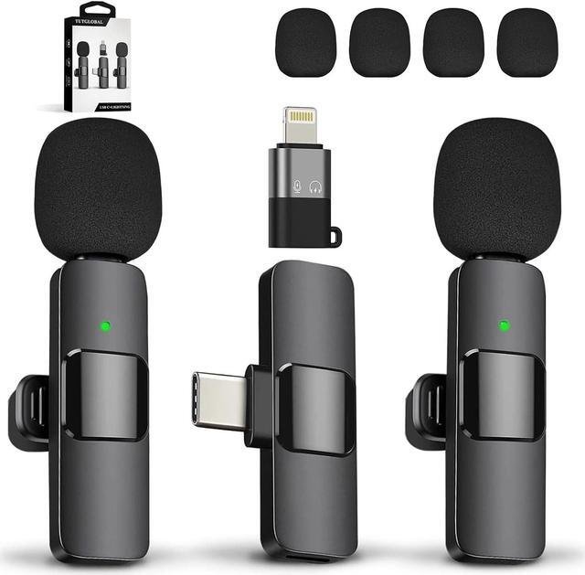Main image of USB Type-C&Lightning Mini Wireless Lavalier Microphone for iPhone iPad Android iPhone 15 Pro Max Galaxy,2 Pack Lapel Microphones,AutoConnect Noise Cancelling Mic for Podcast/Record/etc