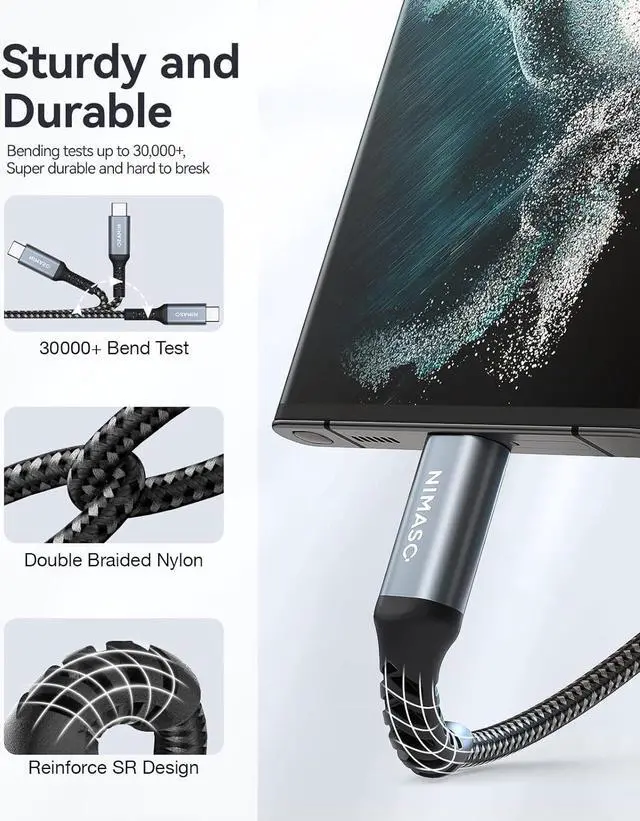 Alt view image 6 of 8 - NIMASO USB C to C Cable 4Pack[10ft+6.6ft+3.3ft+1ft], Type C Charger Cord for iPhone 15/15 Pro/15 Plus,iPad Mini 6/ Pro,iPad Air 4,MacBook Pro 2020,Samsung Galaxy S23,Switch