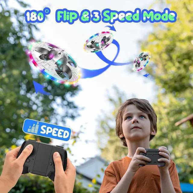 Alt view image 3 of 6 - HOLYFUN Drone for Kids and Beginners RC Plane with Light, Remote Control Airplane Quadcopter Helicopter with Auto Hovering, 3D Flip and 2 Batteries (18 Mins), Great Gift Toy for Boys and Girls Silver