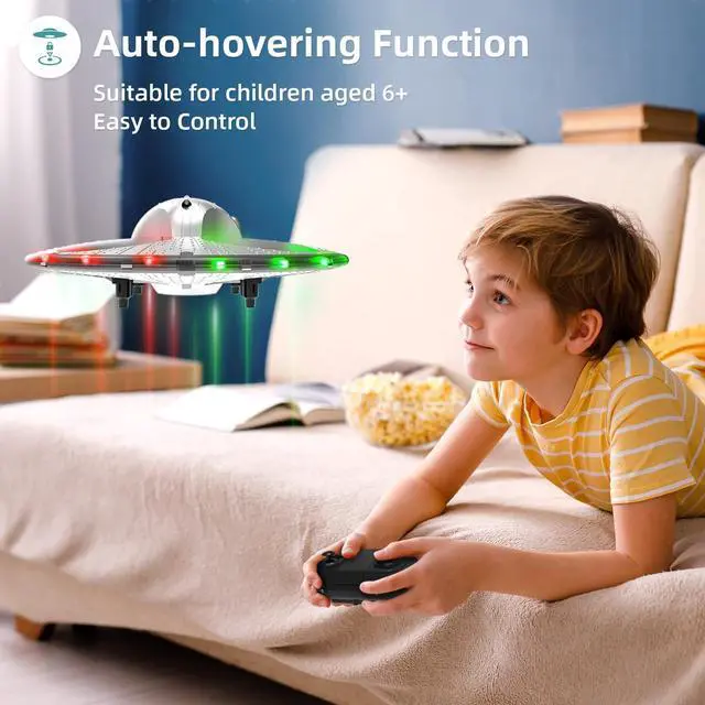 Alt view image 2 of 6 - HOLYFUN Drone for Kids and Beginners RC Plane with Light, Remote Control Airplane Quadcopter Helicopter with Auto Hovering, 3D Flip and 2 Batteries (18 Mins), Great Gift Toy for Boys and Girls Silver