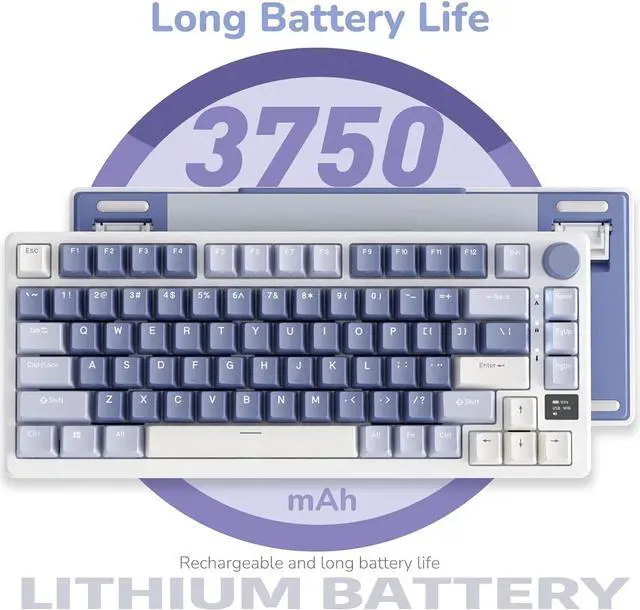 Alt view image 2 of 7 - RK ROYAL KLUDGE M75 Mechanical Keyboard 2.4GHz/Bluetooth/USB-C Wired Gaming Keyboard 75% Layout 81 Keys Gasket Mounted with OLED Smart Display & Knob, RGB Backlight Hot-Swappable Red Switch