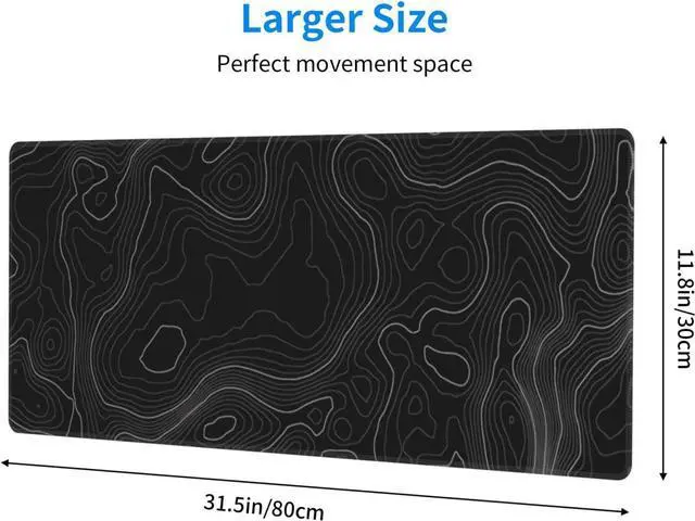 Alt view image 7 of 7 - Topographic Contour Extended Big Mouse Pad Large,XL Gaming Mouse Pad Desk Pad,31.5x11.8inch Long Computer Keyboard Mouse Mat Mousepad with 3mm Non-Slip Base and Stitched Edge for Home Office Work