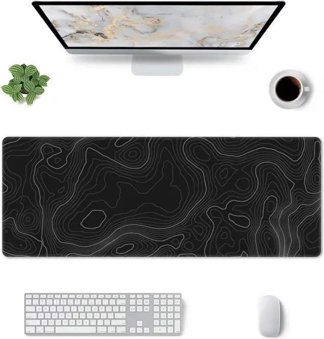 Alt view image 5 of 7 - Topographic Contour Extended Big Mouse Pad Large,XL Gaming Mouse Pad Desk Pad,31.5x11.8inch Long Computer Keyboard Mouse Mat Mousepad with 3mm Non-Slip Base and Stitched Edge for Home Office Work