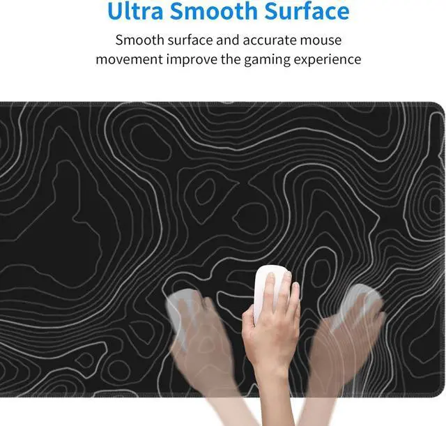Alt view image 6 of 7 - Topographic Contour Extended Big Mouse Pad Large,XL Gaming Mouse Pad Desk Pad,31.5x11.8inch Long Computer Keyboard Mouse Mat Mousepad with 3mm Non-Slip Base and Stitched Edge for Home Office Work