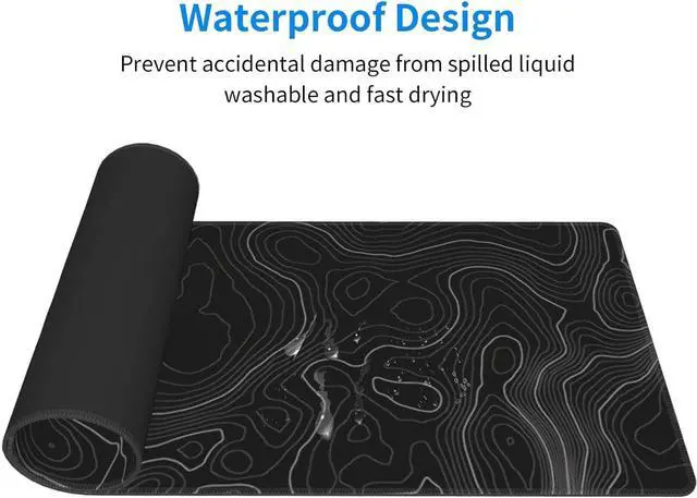 Alt view image 4 of 7 - Topographic Contour Extended Big Mouse Pad Large,XL Gaming Mouse Pad Desk Pad,31.5x11.8inch Long Computer Keyboard Mouse Mat Mousepad with 3mm Non-Slip Base and Stitched Edge for Home Office Work