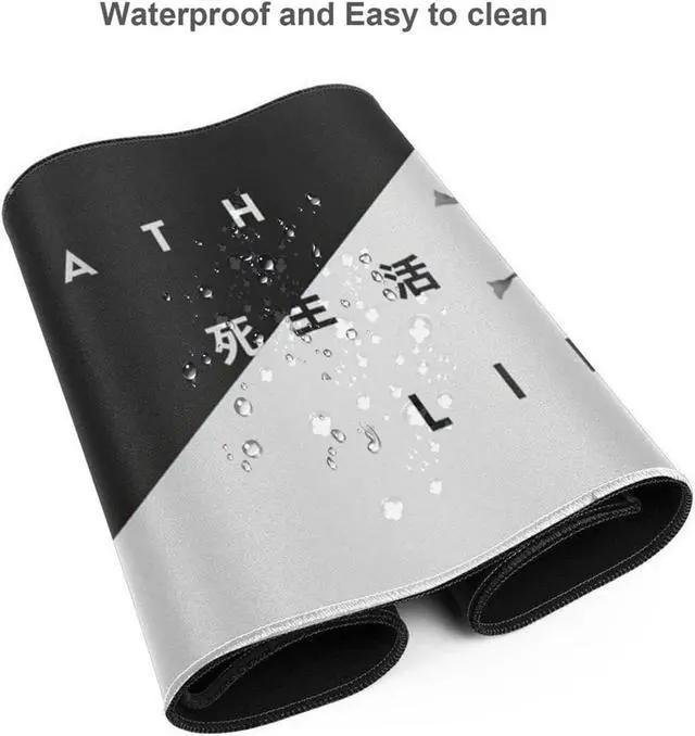 Alt view image 5 of 7 - Black and White Cherry Blossom Gaming Mouse Pad XL, Extended Stitched Edges,Large Mouse Mat Desk Pad, Long Non Slip Rubber Base Mice Pad(31.5 X 11.8 Inch)