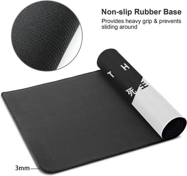 Alt view image 3 of 7 - Black and White Cherry Blossom Gaming Mouse Pad XL, Extended Stitched Edges,Large Mouse Mat Desk Pad, Long Non Slip Rubber Base Mice Pad(31.5 X 11.8 Inch)