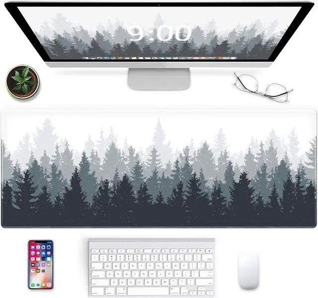 Alt view image 2 of 7 - Gaming Mouse Mat Forest Background Pattern XXL XL Large Mouse Mat Long Extended Mouse Pad Desk Mat Non-Slip Rubber Mice Pads Stitched Edges Thin Pad (31.5 x 11.8 x 0.12 Inches) Tree