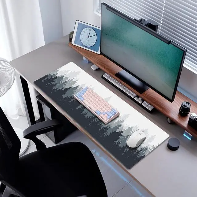 Alt view image 6 of 7 - Gaming Mouse Mat Forest Background Pattern XXL XL Large Mouse Mat Long Extended Mouse Pad Desk Mat Non-Slip Rubber Mice Pads Stitched Edges Thin Pad (31.5 x 11.8 x 0.12 Inches) Tree