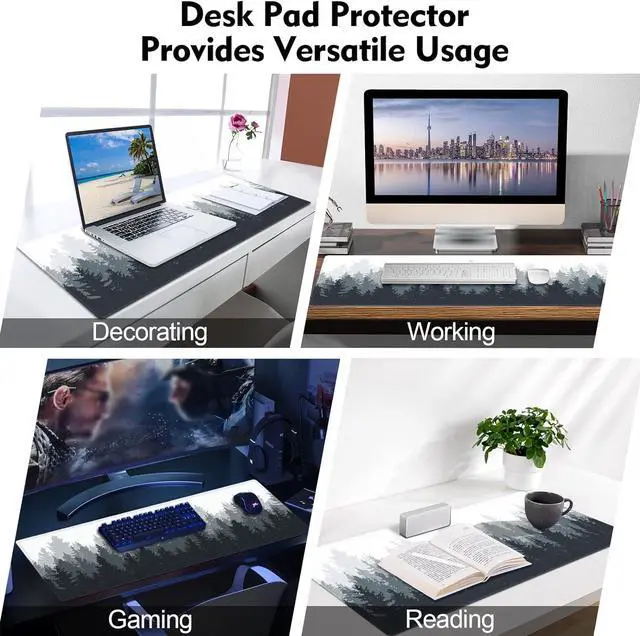 Alt view image 7 of 7 - Gaming Mouse Mat Forest Background Pattern XXL XL Large Mouse Mat Long Extended Mouse Pad Desk Mat Non-Slip Rubber Mice Pads Stitched Edges Thin Pad (31.5 x 11.8 x 0.12 Inches) Tree