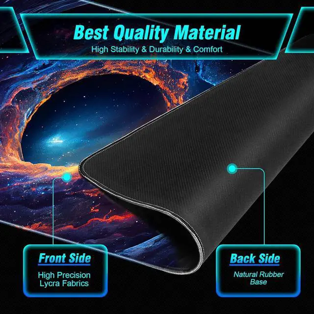 Alt view image 6 of 7 - Large Gaming Mouse Pad, 35.4x15.7in Technological Nebula Style Gaming Mousepad, Professional Non-Slip Rubber Base Big Mouse Pad, Mouse Pad XXXL for Gaming & Office & Home, Full Desk Mouse Pad
