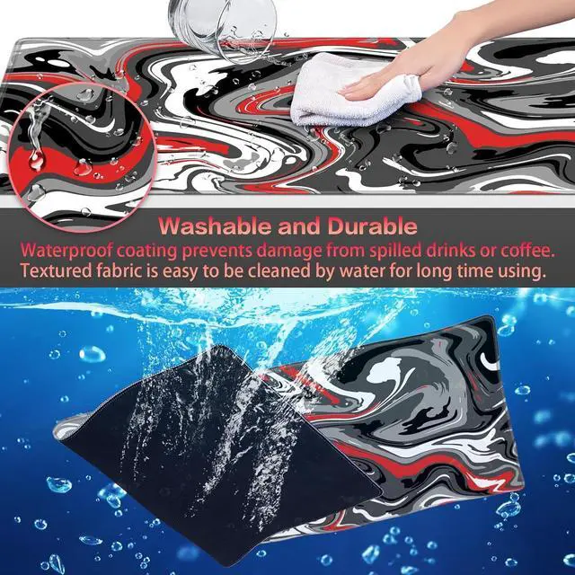 Alt view image 5 of 6 - Gaming Mouse Pad, Canjoy Fluid Pattern Mouse Pad 31.5x11.8inch Large Extended Computer Mouse Mat Keyboard Full Desk Mousepad for Gaming, Office, Home