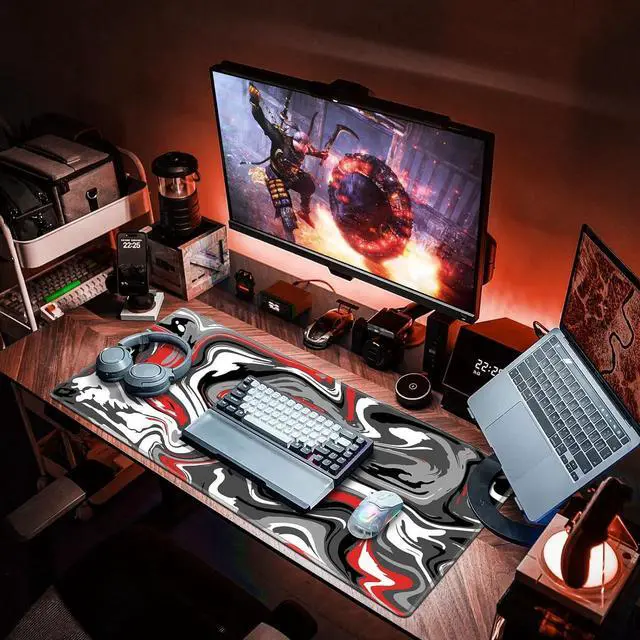 Alt view image 4 of 6 - Gaming Mouse Pad, Canjoy Fluid Pattern Mouse Pad 31.5x11.8inch Large Extended Computer Mouse Mat Keyboard Full Desk Mousepad for Gaming, Office, Home
