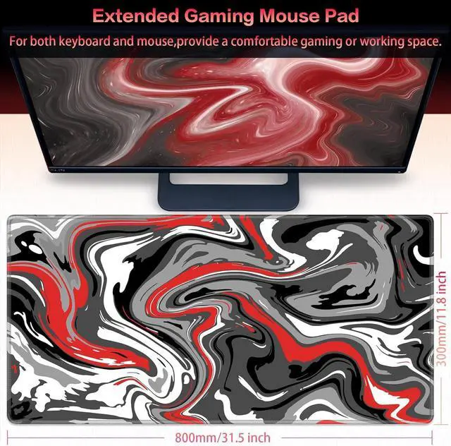 Alt view image 6 of 6 - Gaming Mouse Pad, Canjoy Fluid Pattern Mouse Pad 31.5x11.8inch Large Extended Computer Mouse Mat Keyboard Full Desk Mousepad for Gaming, Office, Home