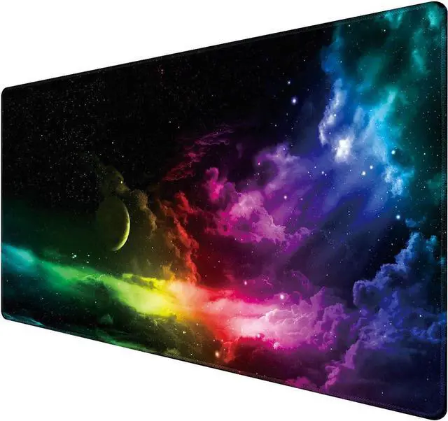 Main image of Benvo Extended Mouse Pad Large Gaming Mouse Pad- 35.4x15.7x0.12 inch Computer Keyboard Mouse Mat Non-Slip Mousepad Rubber Base and Stitched Edges for Game Players, Office, Study, Aurora Light Pattern