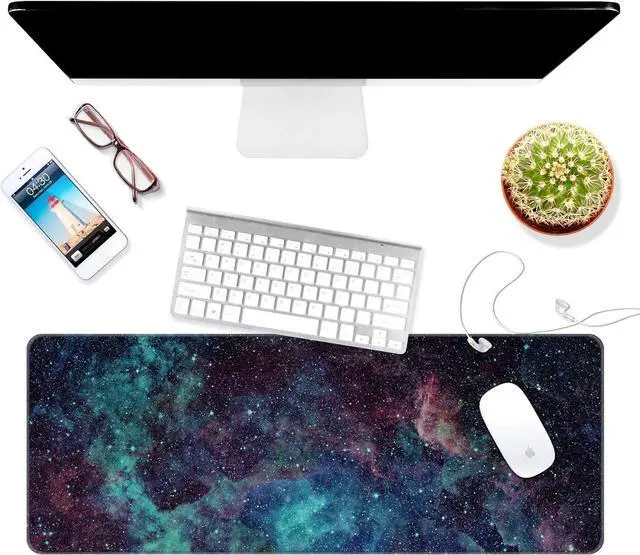Alt view image 4 of 5 - Dynippy Thin Extended Gaming Mouse Pad (31.5 * 11.8 * 0.08 inch) with Stitched Edges Large , Long XXL Keyboard and Mouse pad Desk Mat for Gaming Office & Home - Galaxy Space