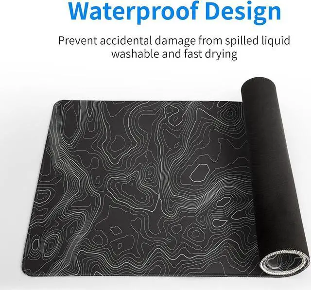 Alt view image 5 of 7 - Topographic Contour Extended Big Mouse Pad Large,Gaming Mouse Pad Desk Pad,27.6x11.8 Inch Long Computer Keyboard Mouse Mat Mousepad with 3mm Non-Slip Base and Stitched Edge for Gaming and Office