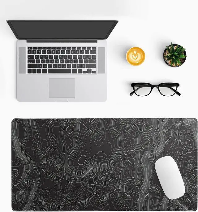 Alt view image 2 of 7 - Topographic Contour Extended Big Mouse Pad Large,Gaming Mouse Pad Desk Pad,27.6x11.8 Inch Long Computer Keyboard Mouse Mat Mousepad with 3mm Non-Slip Base and Stitched Edge for Gaming and Office
