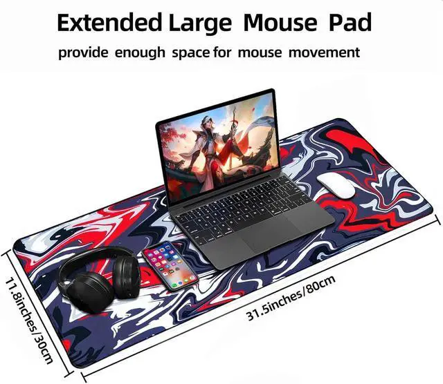 Alt view image 3 of 7 - Large Gaming Mouse Pad,Gaming Mousepad,Large Mouse Pad for Desk, 31.5x11.8inch, XXL Desk Pad, Non-Slip Keyboard pad,Laptop Desk Pad,Water Proof Desk Writing Pad for Game,Office Home