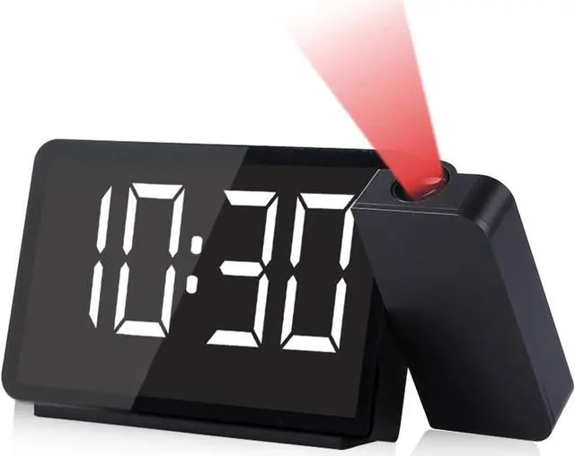 Main image of DR.PREPARE Projection Alarm Clock, Digital Clock Radio with 360° Projector, FM Radio, 4 Brightness Options, Dual Alarms, 12 / 24H, Sleep Timer, Projection Clock for Bedroom Office with USB Port