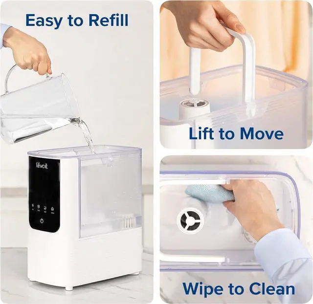 Alt view image 7 of 7 - LEVOIT Humidifiers for Bedroom Home, Smart Warm and Cool Mist Air Humidifier for Large Room, Auto Customized Humidity, Fast Symptom Relief, Easy Top Fill, Essential Oil, Quiet, OasisMist4.5L, White
