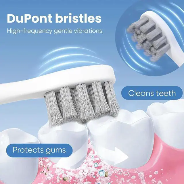 Alt view image 5 of 6 - Sonic Electric Toothbrush Gradient Color Deep Plaque Cleaning 8 Brush Heads
