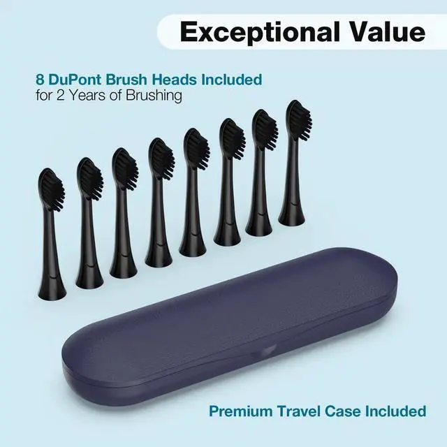 Alt view image 7 of 7 - SEJOY Electric Toothbrush 5 Cleaning Modes Deep Cleaning Eliminate Plaque 8Heads