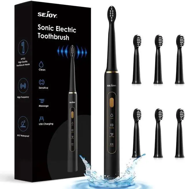 Alt view image 7 of 7 - SEJOY Sonic Electric Toothbrush Rechargeable With 7 Brush Heads Power Toothbrush
