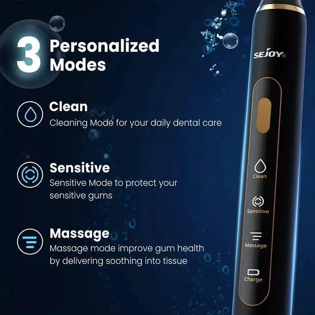 Alt view image 6 of 7 - SEJOY Sonic Electric Toothbrush Rechargeable With 7 Brush Heads Power Toothbrush
