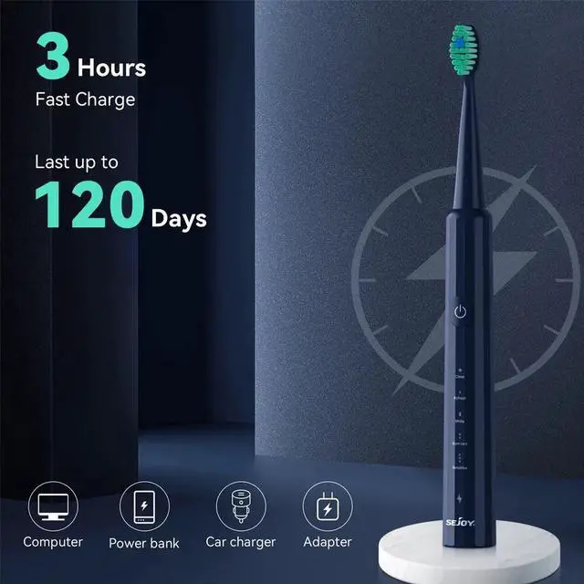 Alt view image 5 of 7 - Sonic Electric Toothbrush USB Rechargeable Power Toothbrush With 8 Brush Heads