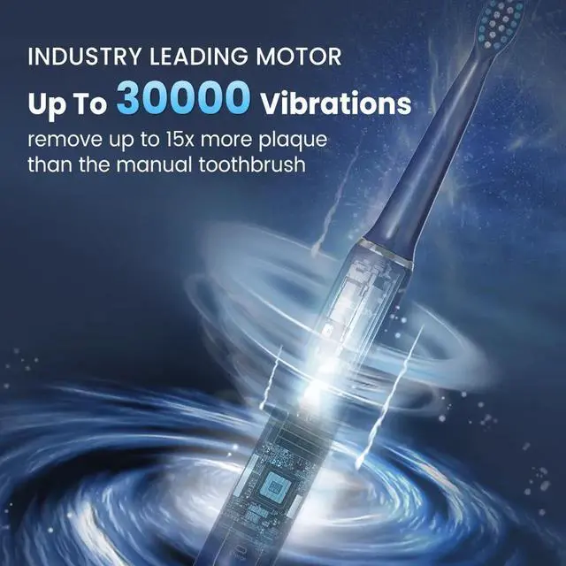 Alt view image 2 of 7 - SEJOY Sonic Electric Toothbrush USB Rechargeable 3Modes 7Brush Heads Smart Timer