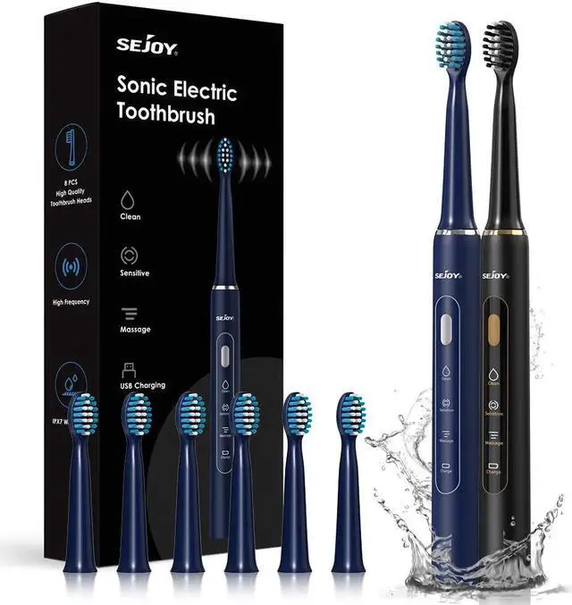 Main image of SEJOY Sonic Electric Toothbrush USB Rechargeable 3Modes 7Brush Heads Smart Timer