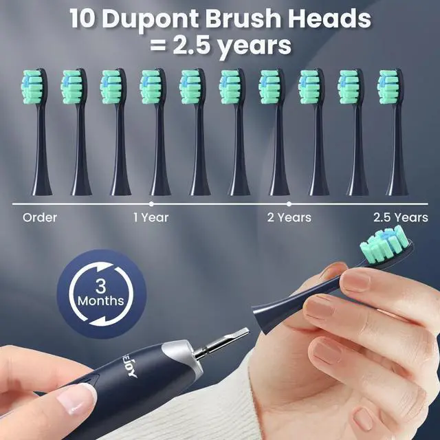 Alt view image 3 of 7 - SEJOY Electric Toothbrush Sonic Movement Clean Teeth Portable Rechargeable