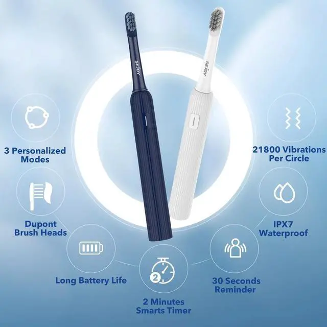 Alt view image 2 of 7 - Electric Toothbrush Rechargeable With 4 Brush Heads for Adults and Kids