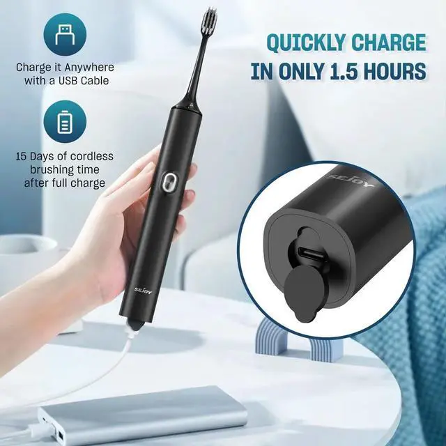 Alt view image 5 of 7 - Sonic Electric Toothbrush USB Rechargeable Power Toothbrush With 8 Brush Heads