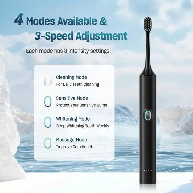 Alt view image 3 of 7 - Sonic Electric Toothbrush USB Rechargeable Power Toothbrush With 8 Brush Heads