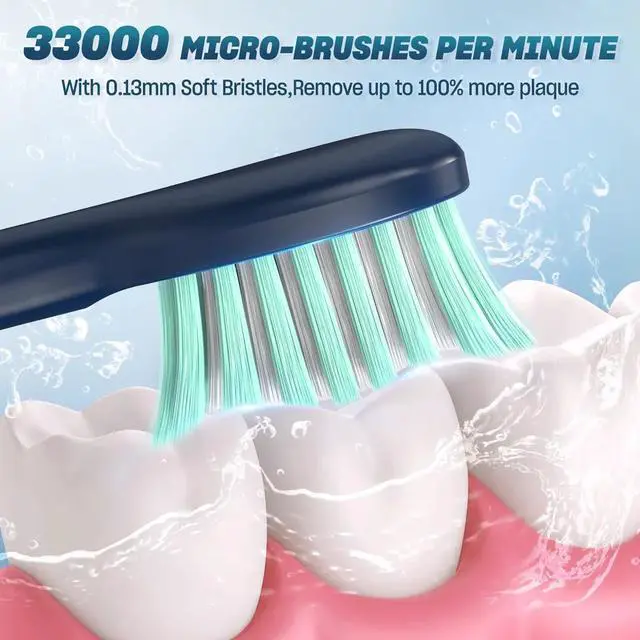 Alt view image 5 of 7 - SEJOY Sonic Electric Toothbrush 5Modes 8Brush Heads with Travel case USB Charge
