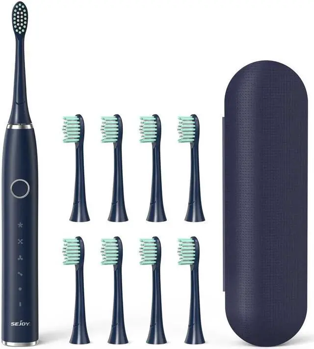 Alt view image 7 of 7 - SEJOY Sonic Electric Toothbrush 5Modes 8Brush Heads with Travel case USB Charge