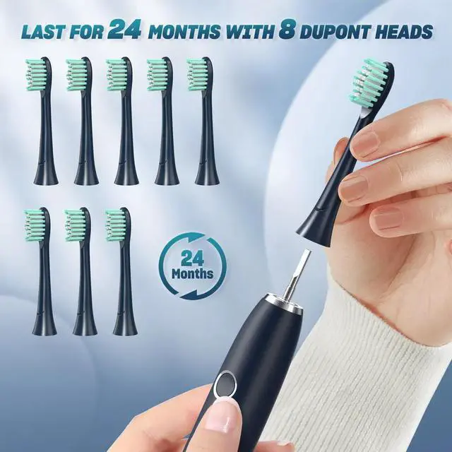 Alt view image 2 of 7 - SEJOY Sonic Electric Toothbrush 5Modes 8Brush Heads with Travel case USB Charge