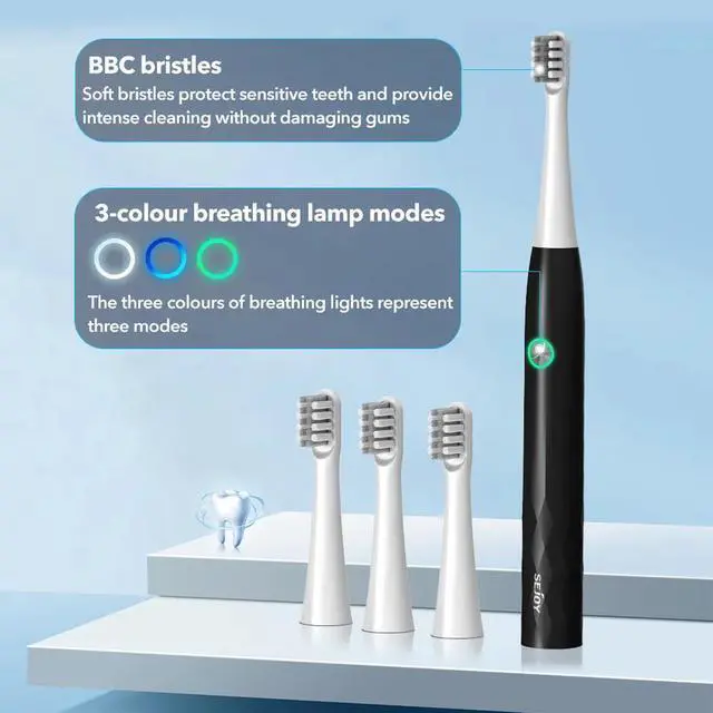Alt view image 7 of 7 - Electric Power Toothbrush 3 Modes 4 Replacement Brush Heads Rechargeable