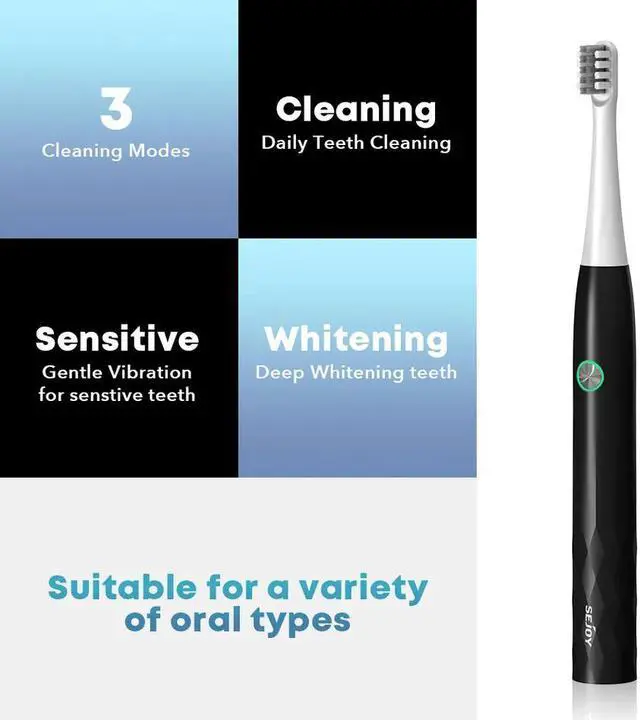 Alt view image 2 of 7 - Electric Power Toothbrush 3 Modes 4 Replacement Brush Heads Rechargeable
