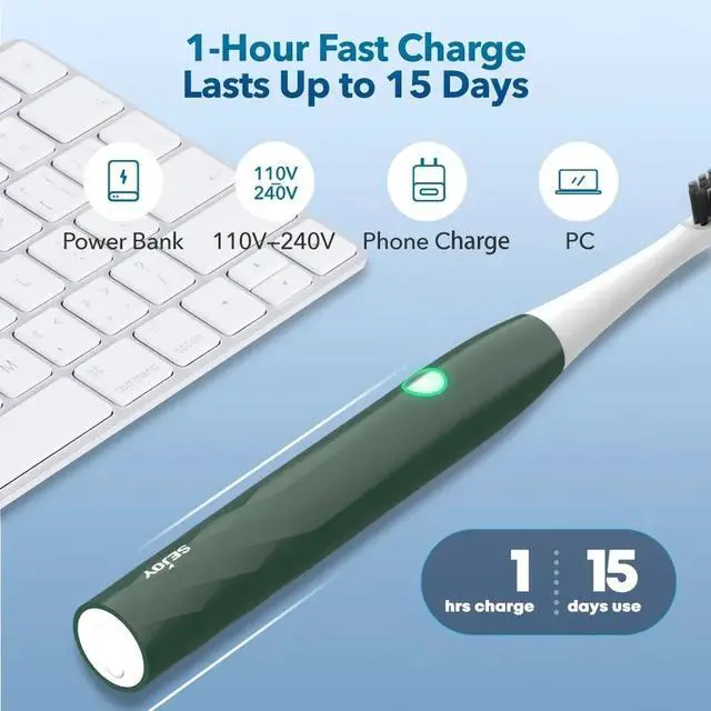 Alt view image 7 of 7 - Sonic Electric Toothbrush 3 Modes 4 Replacement Brush Heads Rechargeable