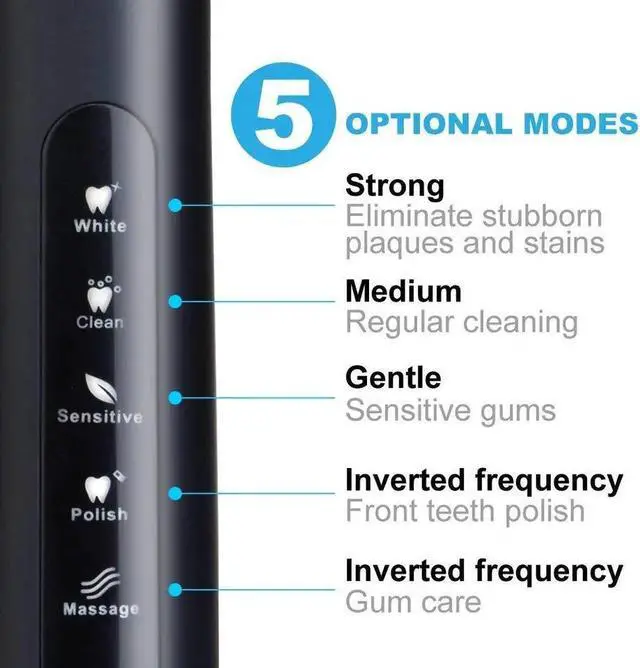 Alt view image 5 of 7 - Fairywill Sonic Electric Toothbrush Travel Case 8 Replacement Heads Rechargeable