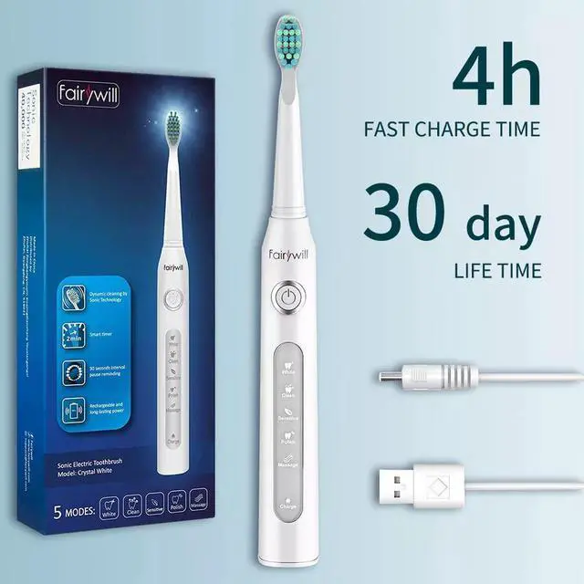 Alt view image 6 of 7 - Fairywill Sonic Electric Toothbrush 4 Brush Heads Whitening 5 Modes IPX7 Timer