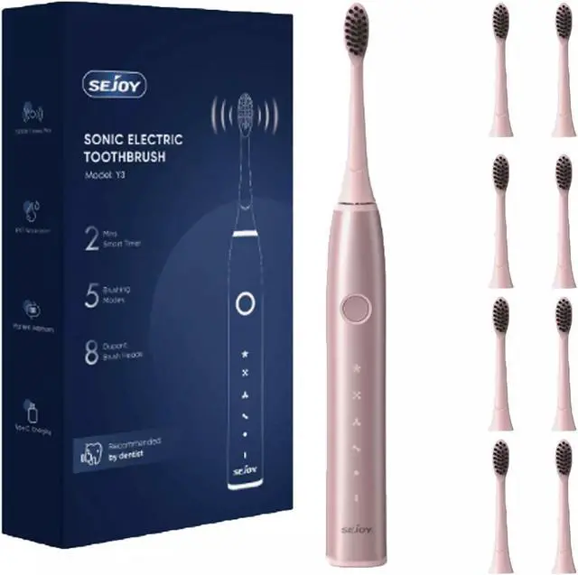 Main image of Sejoy Sonic Electric Toothbrush Rechargeable 5 Modes USB 8 brush heads