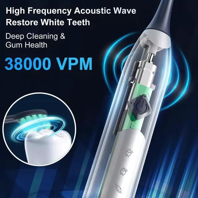 Alt view image 4 of 7 - SEJOY Sonic Electric Toothbrush Rechargeable Travel Case 5 Modes 10 Brush Heads