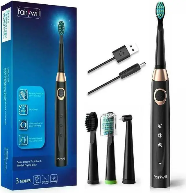 Main image of Fairywill Electric Toothbrush Rechargeable 4 Sonic Brush Head Powerful Cleaning