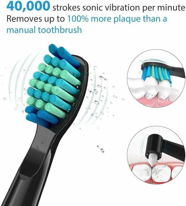 Alt view image 7 of 7 - Fairywill Electric Toothbrush Rechargeable 4 Sonic Brush Head Powerful Cleaning