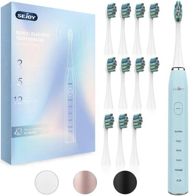 Alt view image 2 of 7 - Sonic Electric Toothbrush USB Rechargeable Power Toothbrush with 12 Brush Heads