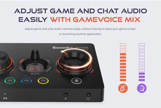 Alt view image 6 of 7 - Creative Sound Blaster GC7 Game Streaming DAC Amp ft Programmable Buttons, Super X-Fi, 7.1 Virtual Surround, Battle Mode, Scout Mode, GameVoice Mix, for PC, PS4/PS5, Nintendo Switch, Xbox